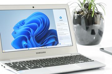 A Samsung laptop with Microsoft Copilot open on the screen. 