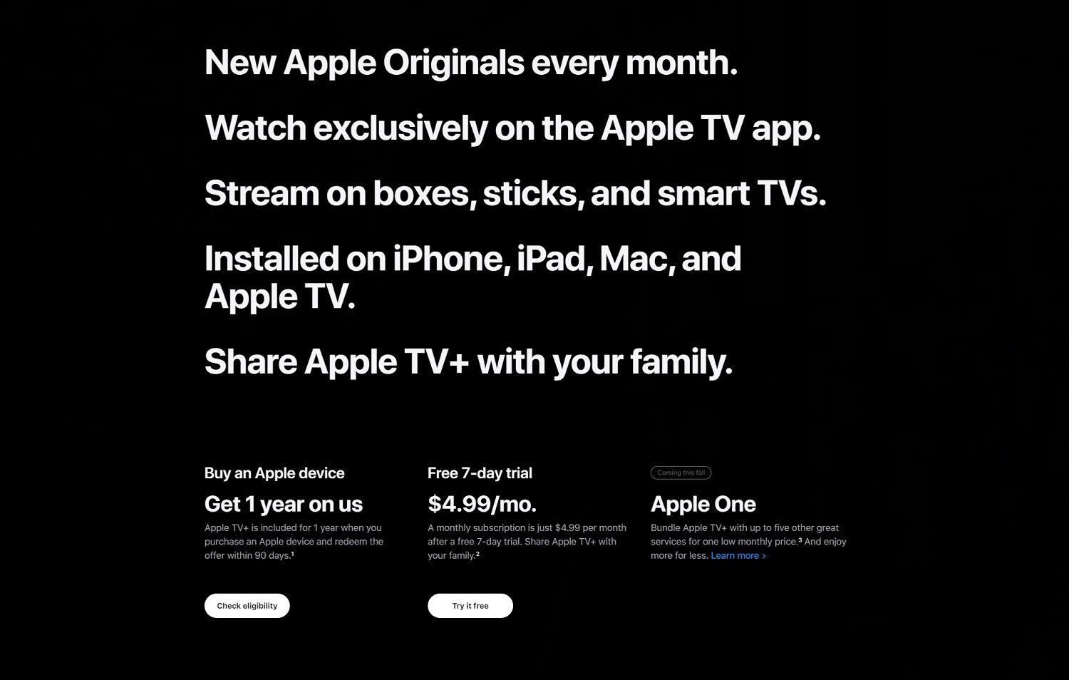 Apple TV+'s subscription plans