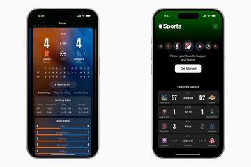 Screenshots of the Apple Sports app